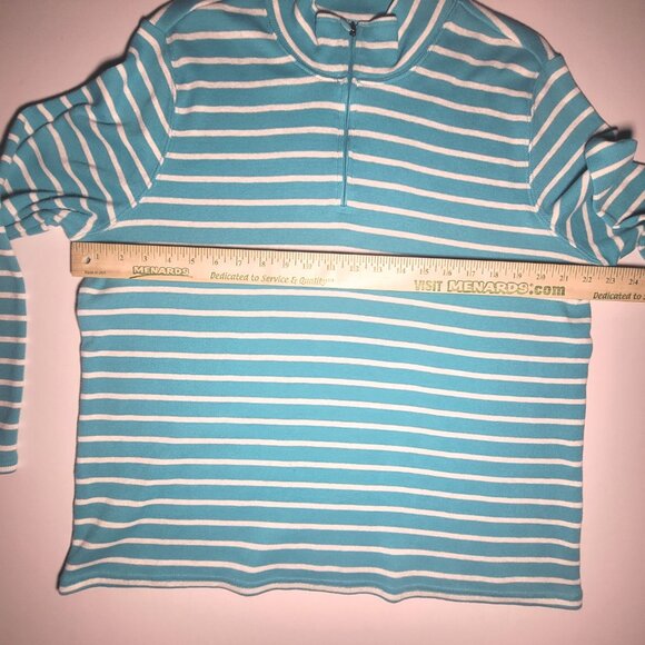 L.L. Bean Womens Sky Blue and White Striped 1/4 Zip Long Sleeve Shirt Size 2X - Picture 11 of 13